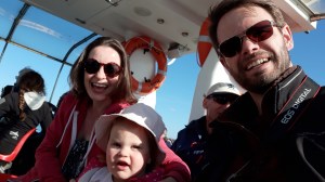family sailing, bass rock, north berwick, blue skies, scotland, family holiday