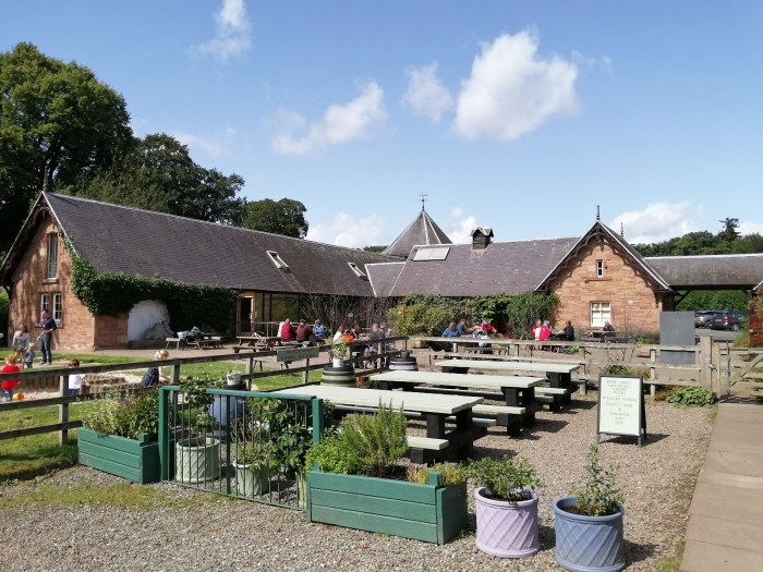 Harestanes Scottish Borders Farm Courtyard blue skies