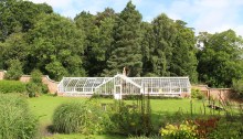 glasshouse trees blue skies
