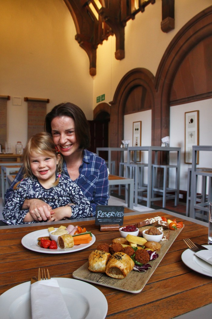 girl lady platter of foods