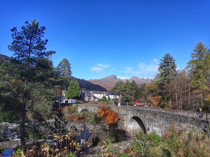 blue skies historic bridge Killin