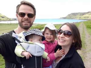 beach, blue skies, family holiday, sunglasses, isle of mull, scotland