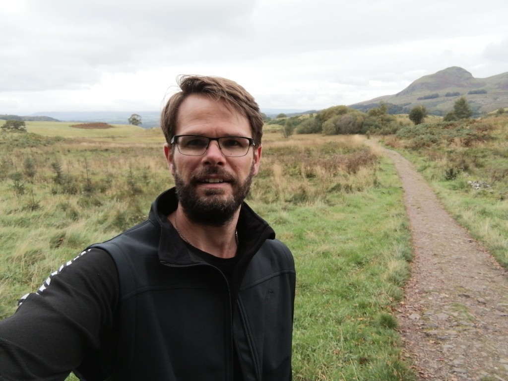 west highland way, scotland, hills, countryside, path, guy smiling, 