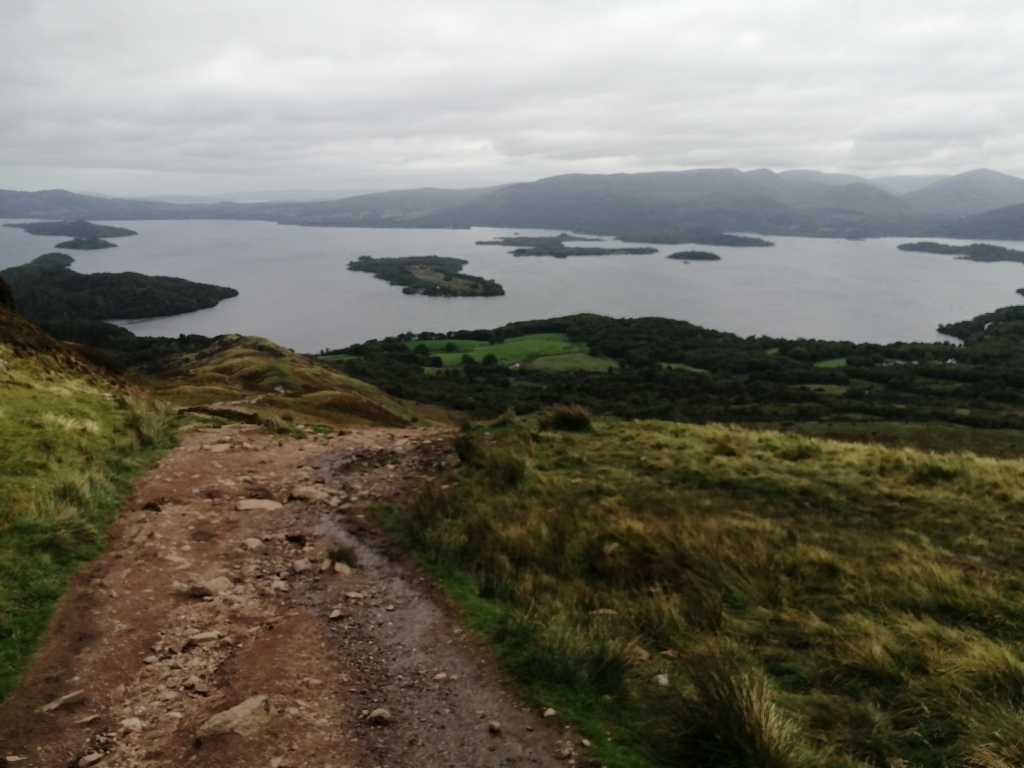 west highland way, scotland, loch lomond, conic hill, hills, mountains, countryside, path