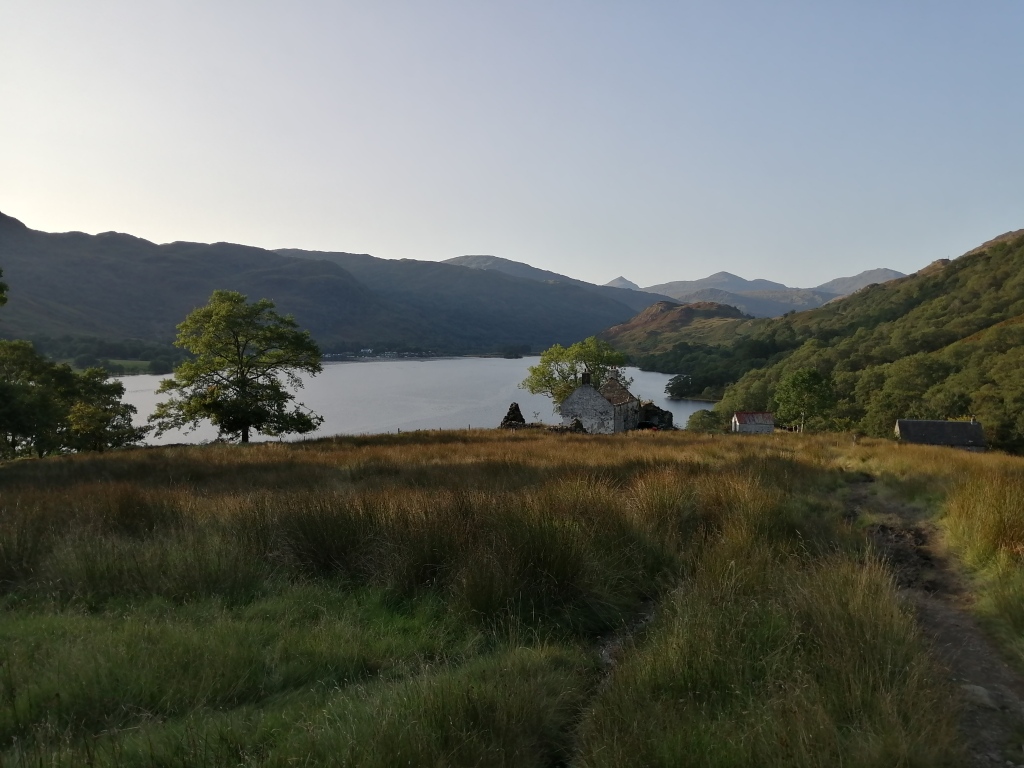 west highland way, scotland, mountains, forest, remote houses, loch lomond, sunset colours