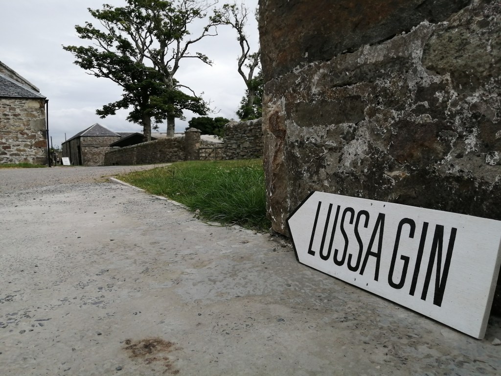 lussa gin, sign, farm, trees, jura, scotland