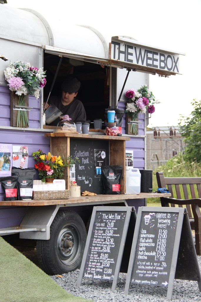 the wee box, horse box, cafe, flowers, snacks, coffees, catering, port ellen, islay, scotland