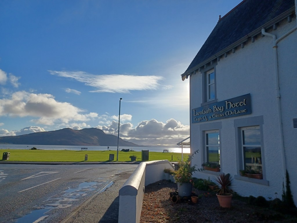 hotel, island, blue skies, isles of arran, road, lamlash, arran